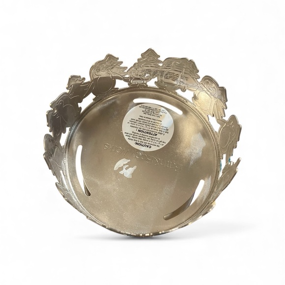 Bath & Body Works Dancing Penguins 3 Wick Candle Holder Pedestal Silver Tone - Picture 4 of 4